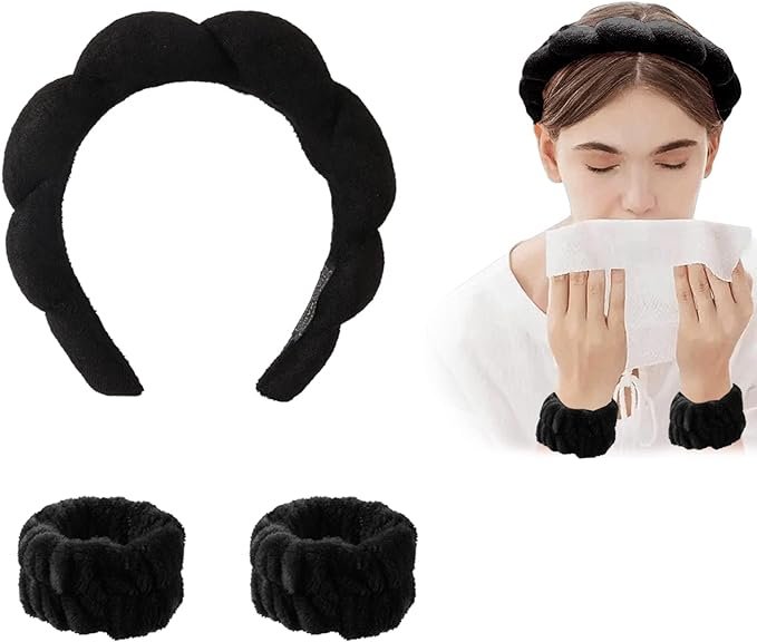 Bracelets de Lavage en Microfibre, Bandeau en Éponge pour le Lavage du Visage, Bandeau de Lavage pour le Visage, Bandeau Spa pour Femme, Empêche L’eau de se Renverser Dans vos Bras