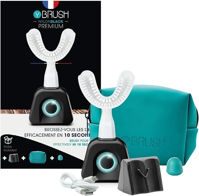 Brosse à Dents Électrique – Brosse en Y – 3 Mois d&rsquo;Autonomie – Pack NylonBlack Premium