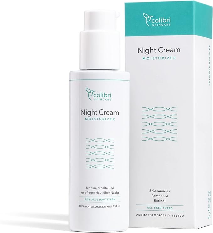NIGHT CREAM (80ml) – Crème de nuit anti-rides avec rétinol, acide hyaluronique et céramides pour femme et homme – Soin de nuit pour le visage, le cou et le contour des yeux