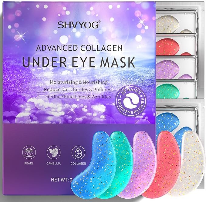Masques Pour Les Yeux, Patchs Sous Les Yeux, Réduire Les Cernes Et Poches, Coussinets De Gel Pour Les Yeux, Traitement Anti-Âge Des Poches, Perle, Thé Vert, Camélia, Collagène, Lavande, 20 Paires